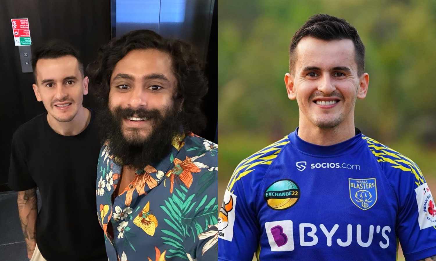 Actor Antony Varghese Pepe shares a selfie pic with Kerala Blasters captain Adrian Luna