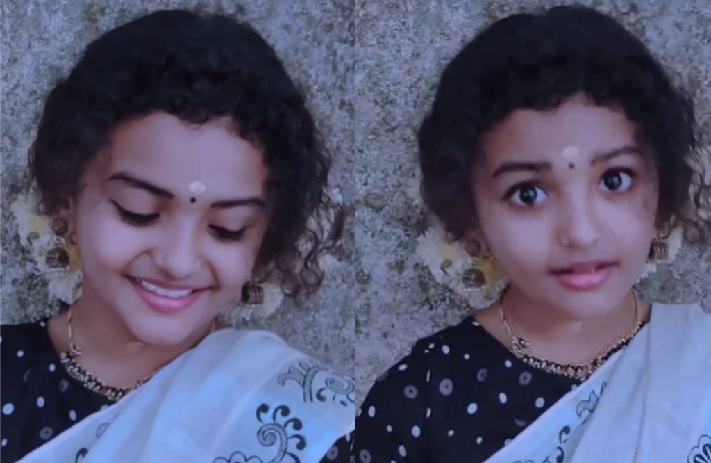Child wearing beautiful half saree viral video