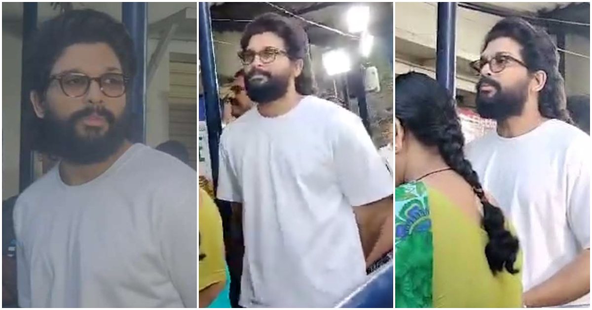 Allu Arjun stands in queue to cast vote in Telangana election viral video