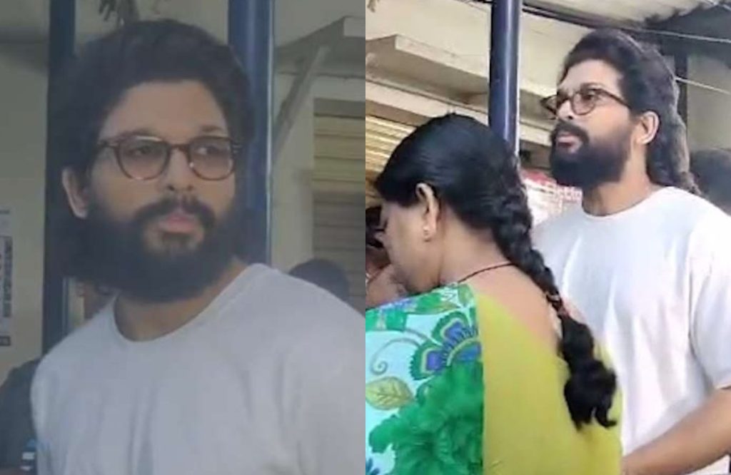 Allu Arjun stands in queue to cast vote in Telangana election viral video