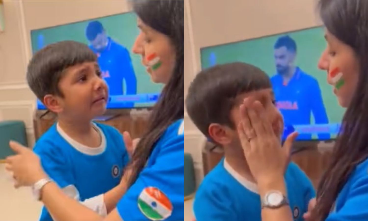 Indian mom consoling son world cup final loss Australia viral video