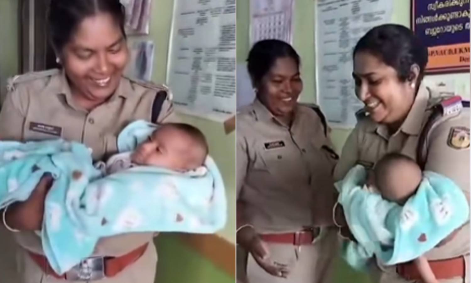 Kerala women police mother feeding baby viral video