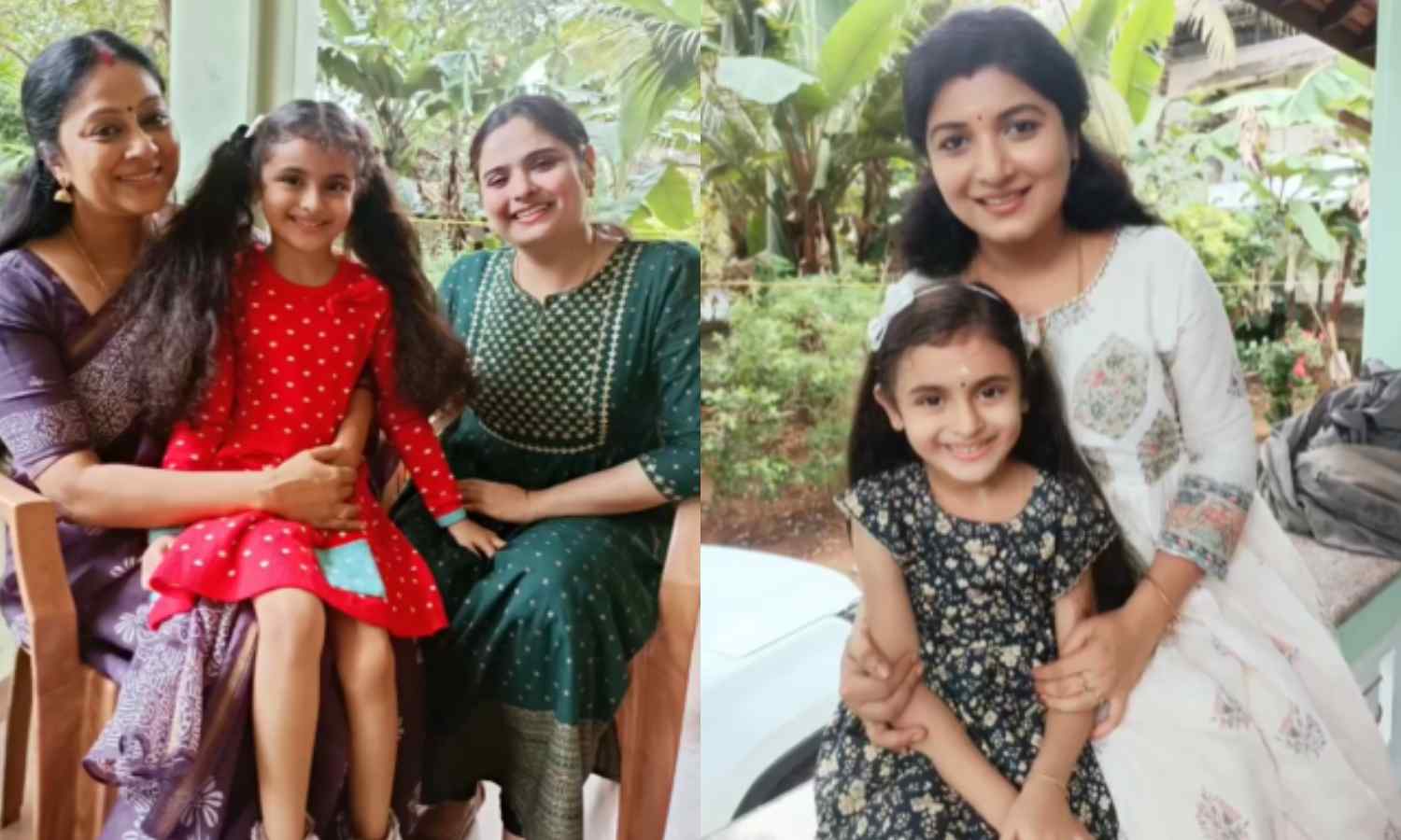 Sajitha Betty with daughter in Santhwanam serial location