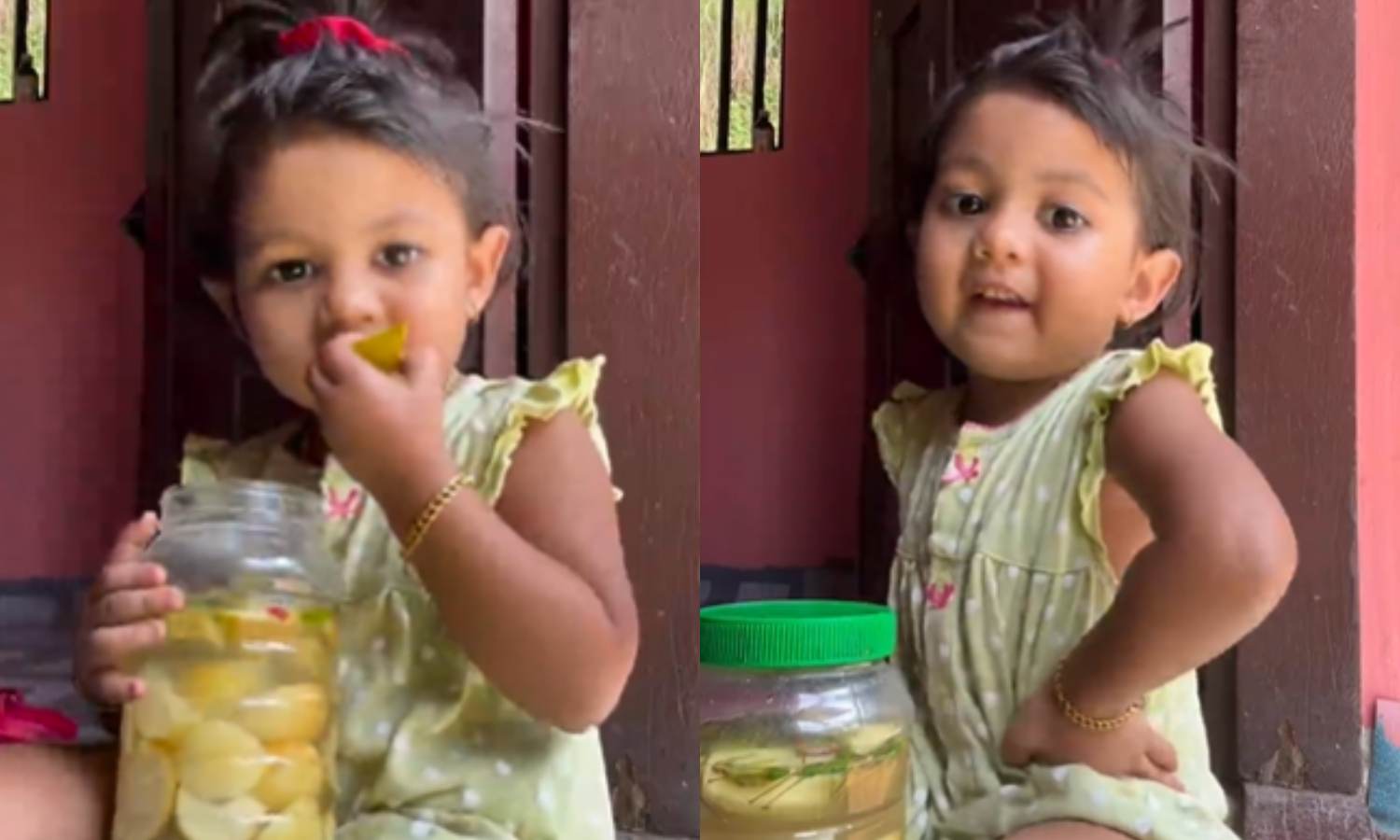 Child eating salted mango viral video
