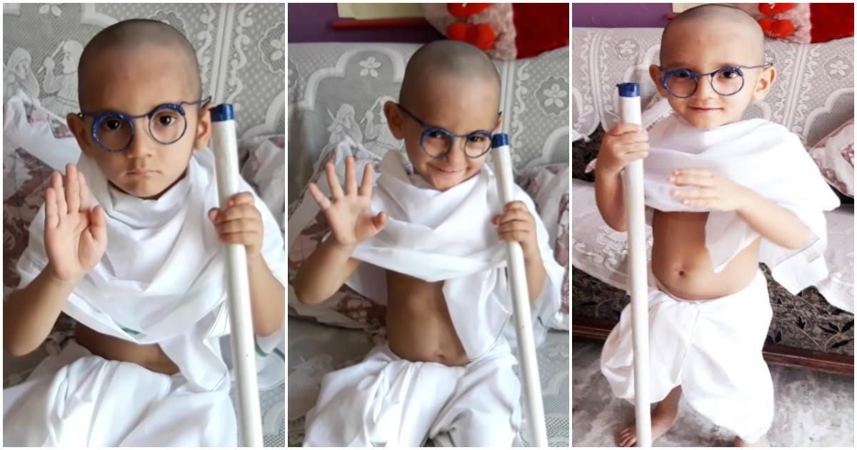 Child dressing like Mahatma Gandhi viral video