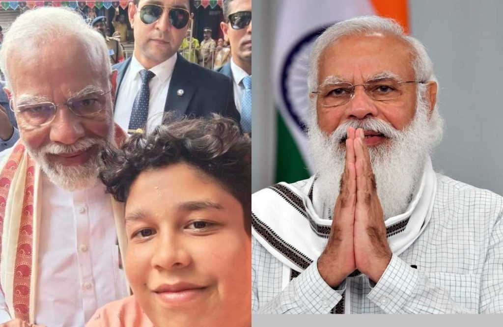Child take selfie with Narendra Modi viral video