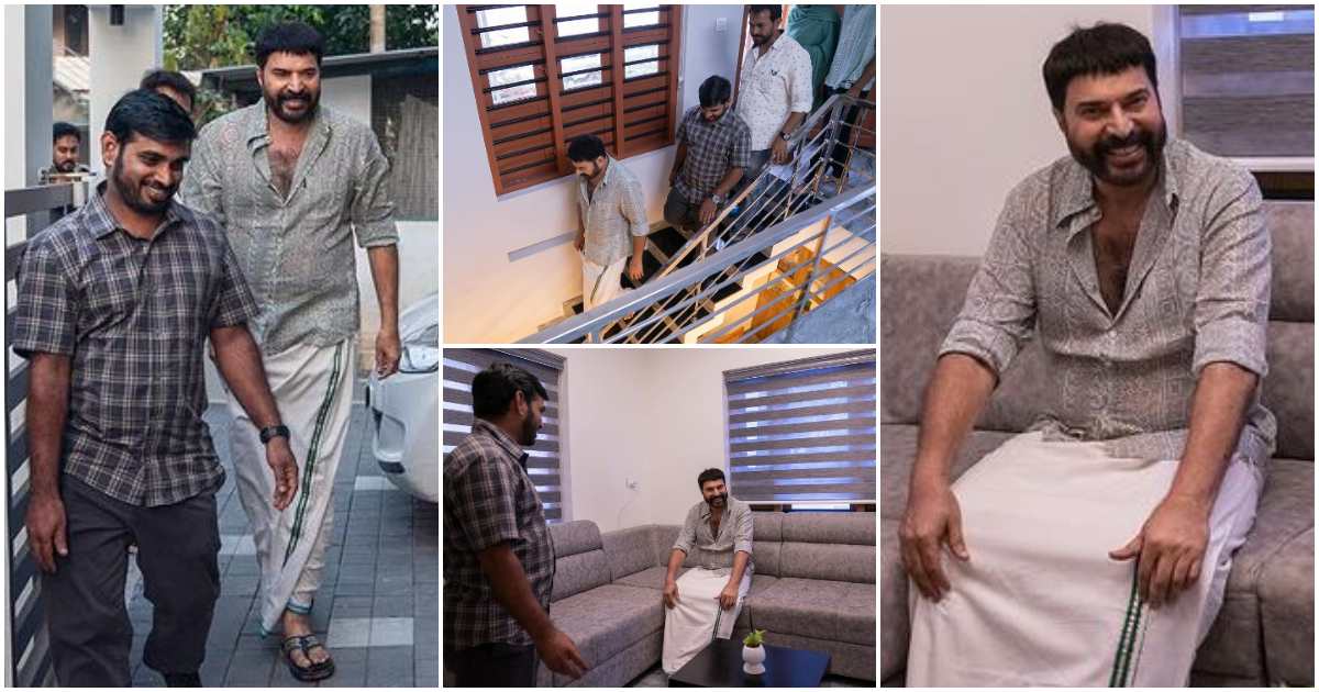 Mammootty surprise visit to make-up artist new home viral video