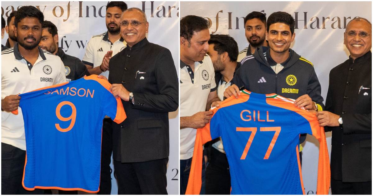 Shubman Gill and Sanju Samson gift to the Indian Ambassador to Zimbabwe