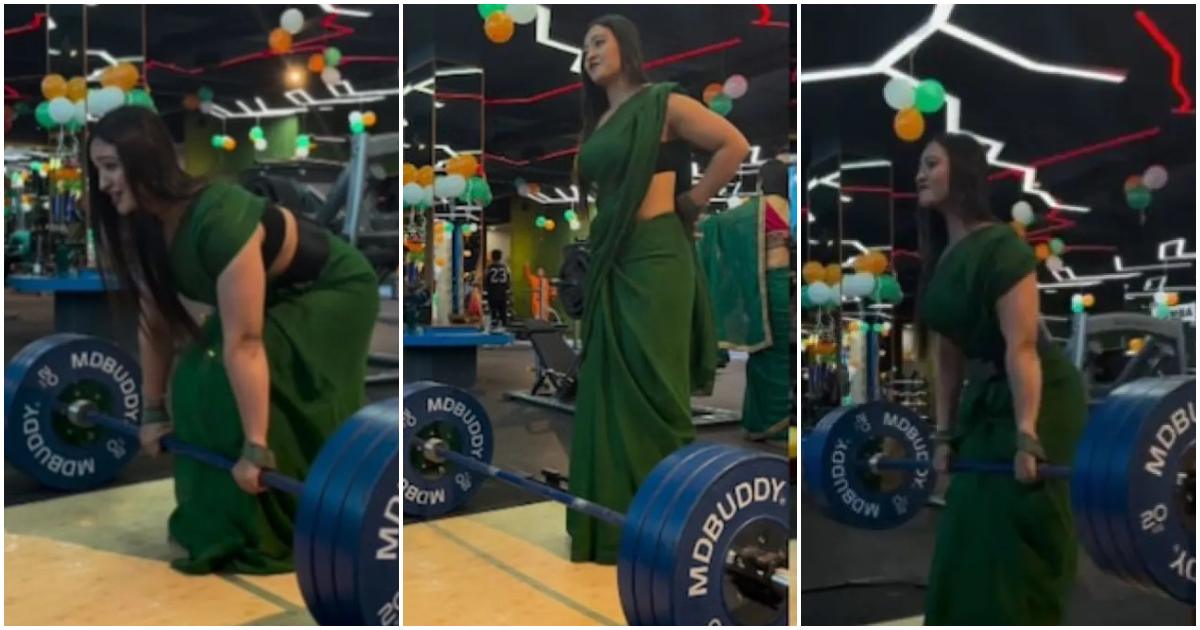 Woman Lifts 140kg in Saree viral video